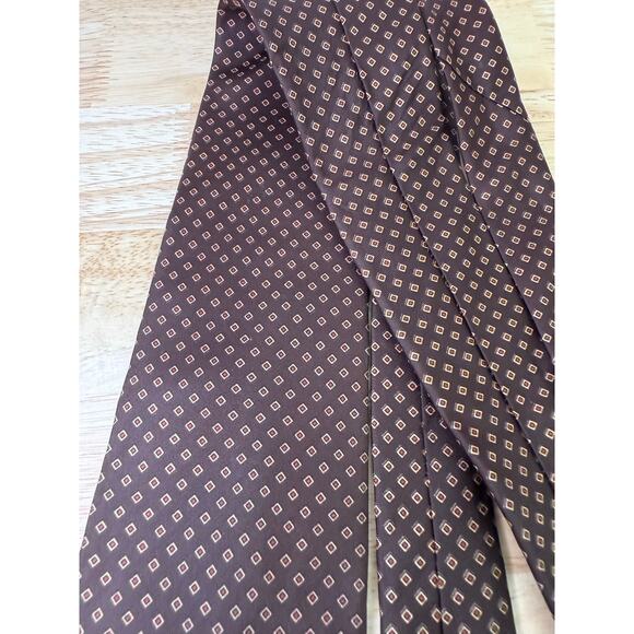 Vintage Kelly 1 Men's Neck Tie Brown Gold Geometric Squares - Picture 8 of 11
